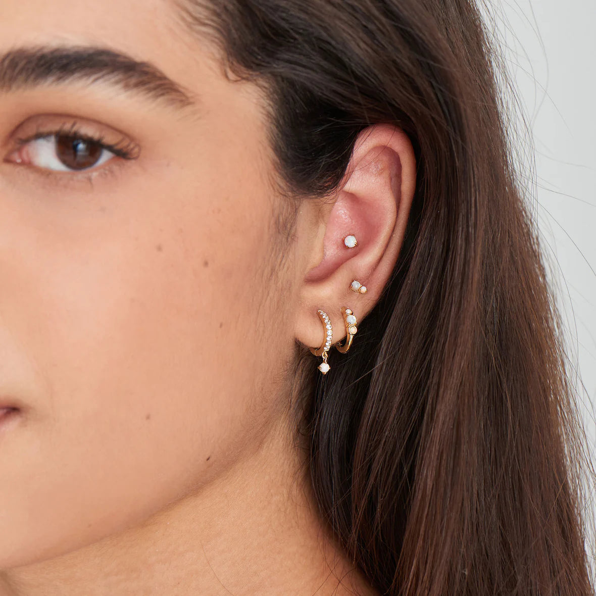 RISING STAR MOTHER OF PEARL & KYOTO OPAL STUD EARRINGS