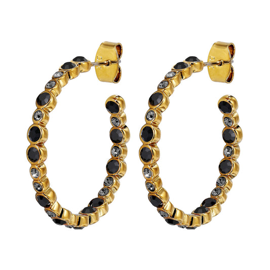 NANDITA SHINY GOLD BLACK EARRINGS