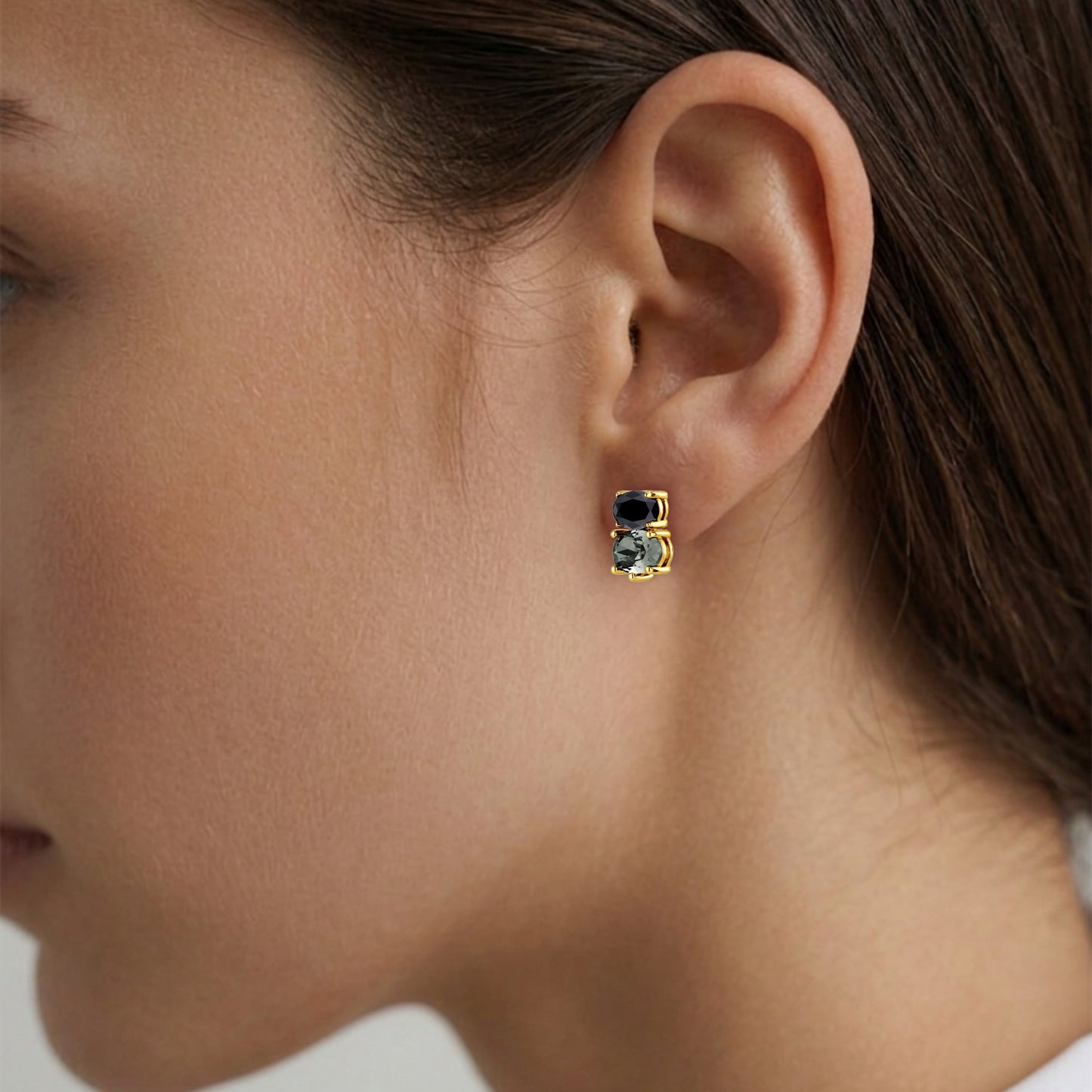 NERIDA SHINY GOLD BLACK GREY EARRINGS