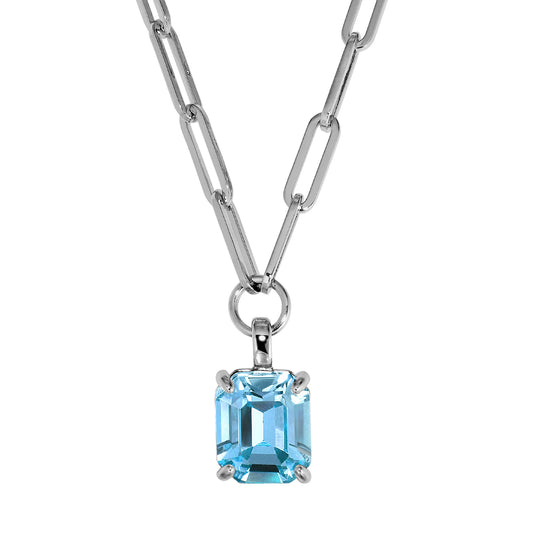 OCTA SHINEY SILVER AQUA NECKLACE