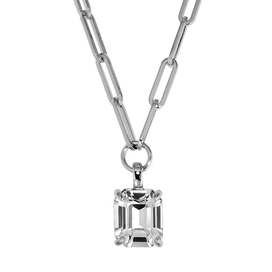 OCTA SHINEY SILVER CRYSTAL NECKLACE