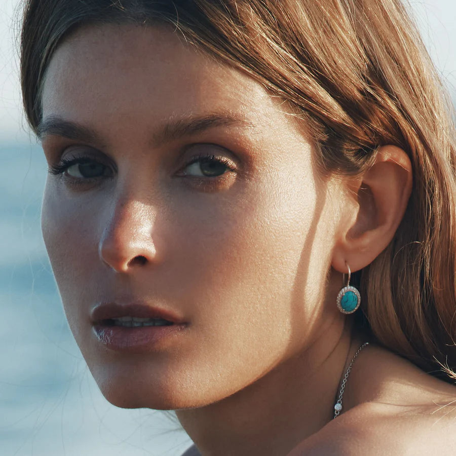 ELYNDRA TURQUOISE OVAL STONE EARRINGS