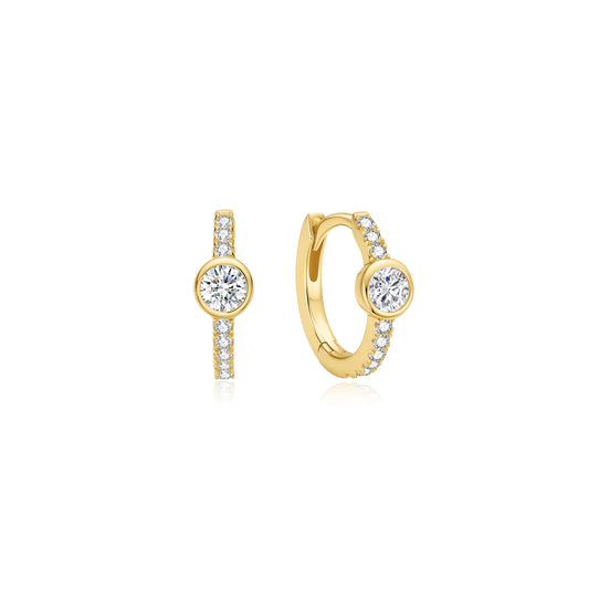 LUNA PAVE ROW HUGGIE HOOP EARRINGS