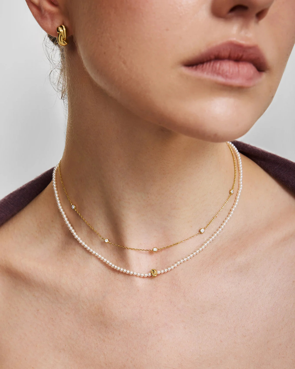 SWAN TWIST & GLASS PEARL BEADED NECKLACE