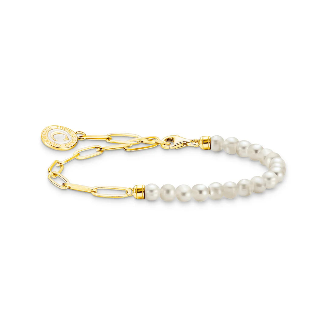 CHARISMA PEARL AND CHAIN LINKS CHARM BRACELET