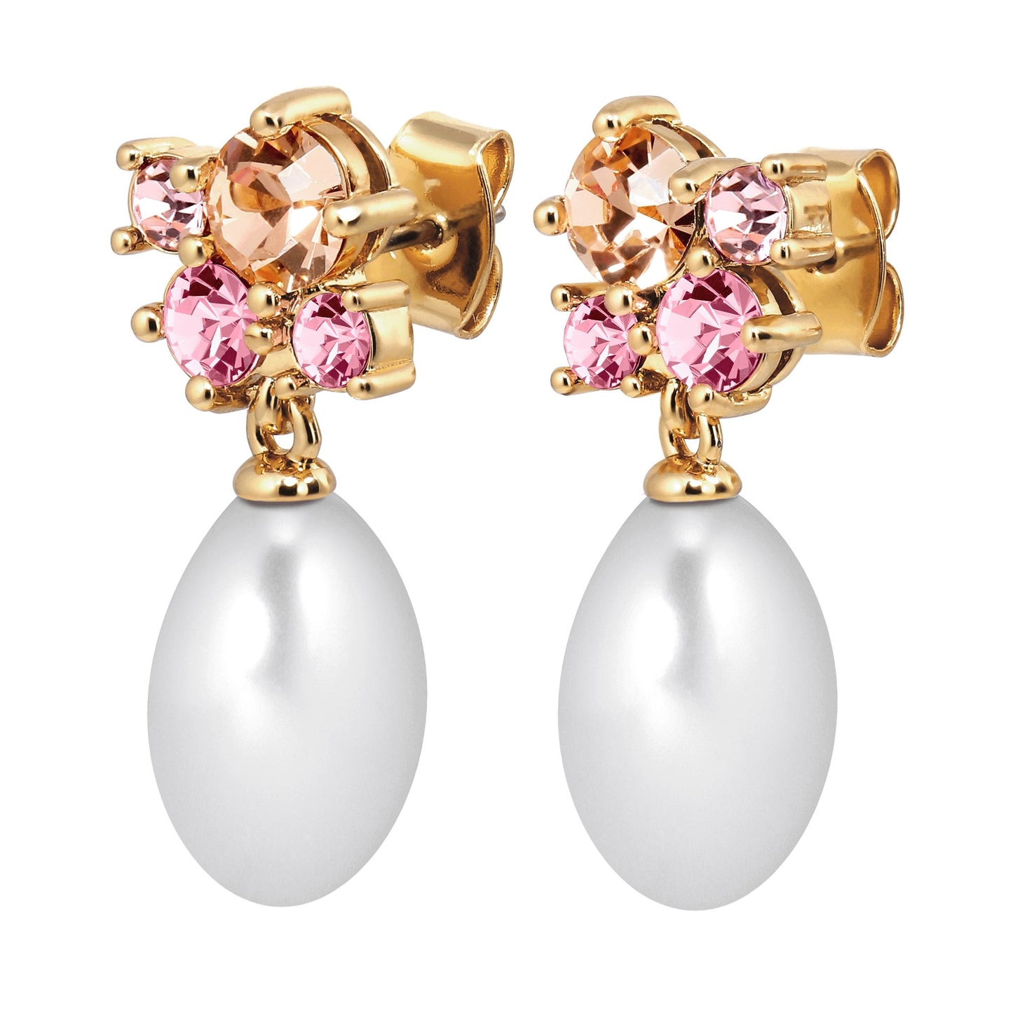 PETUN SHINY GOLD ROSE/PEARL EARRINGS