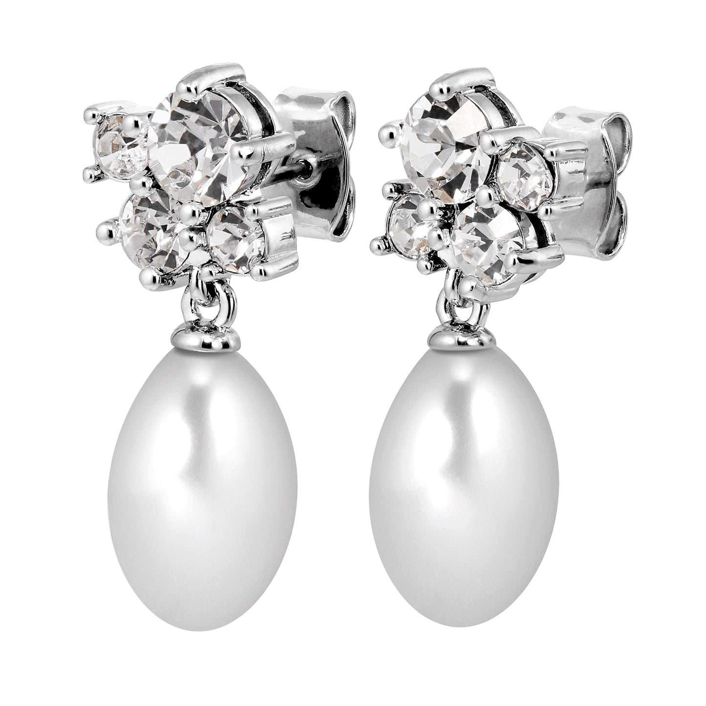 PETUN SHINY SILVER CRYSTAL EARRINGS