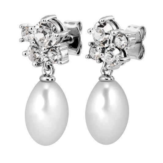 PETUN SHINY SILVER CRYSTAL EARRINGS