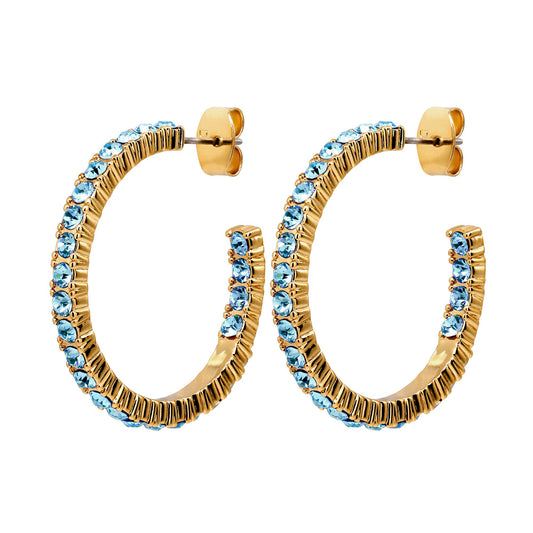 PINA SHINY GOLD AQUA EARRINGS