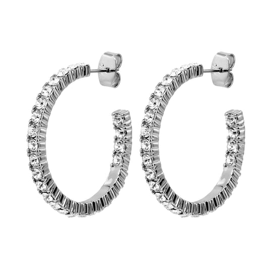PINA SHINY SILVER CRYSTAL EARRINGS