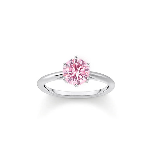 SPARKLING SOLITARE PINK RING