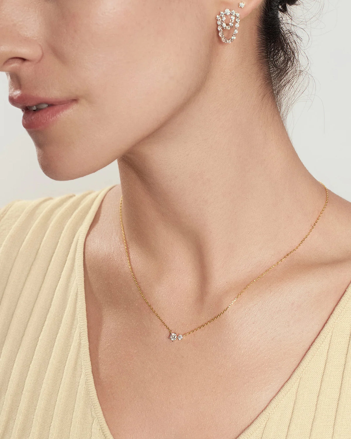 FAIRY PRONG SET DUO NECKLACE