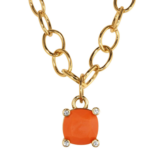 RAMINA SHINEY GOLD CORAL NECKLACE