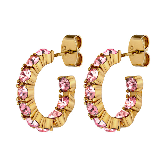 RAQUEL SHINY GOLD LIGHT ROSE EARRINGS
