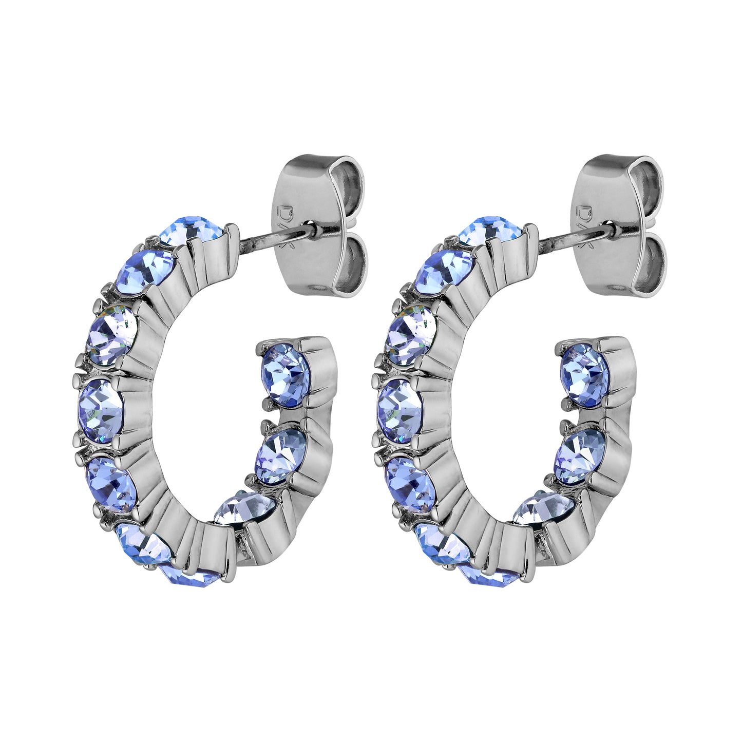 RAQUEL SHINY SILVER LIGHT SAPPHIRE EARRINGS