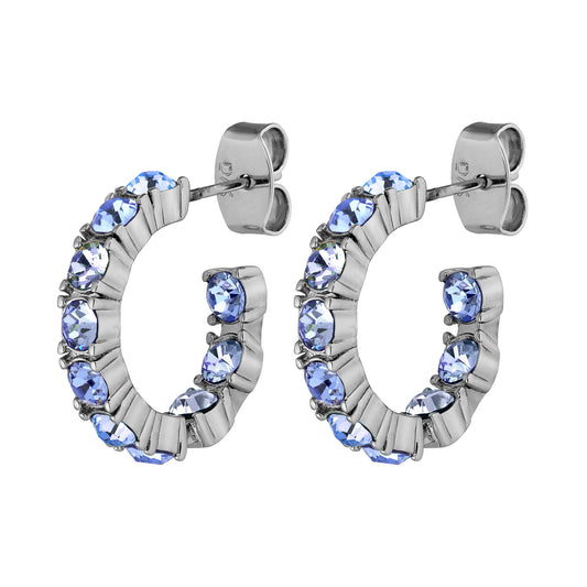 RAQUEL SHINY SILVER LIGHT SAPPHIRE EARRINGS
