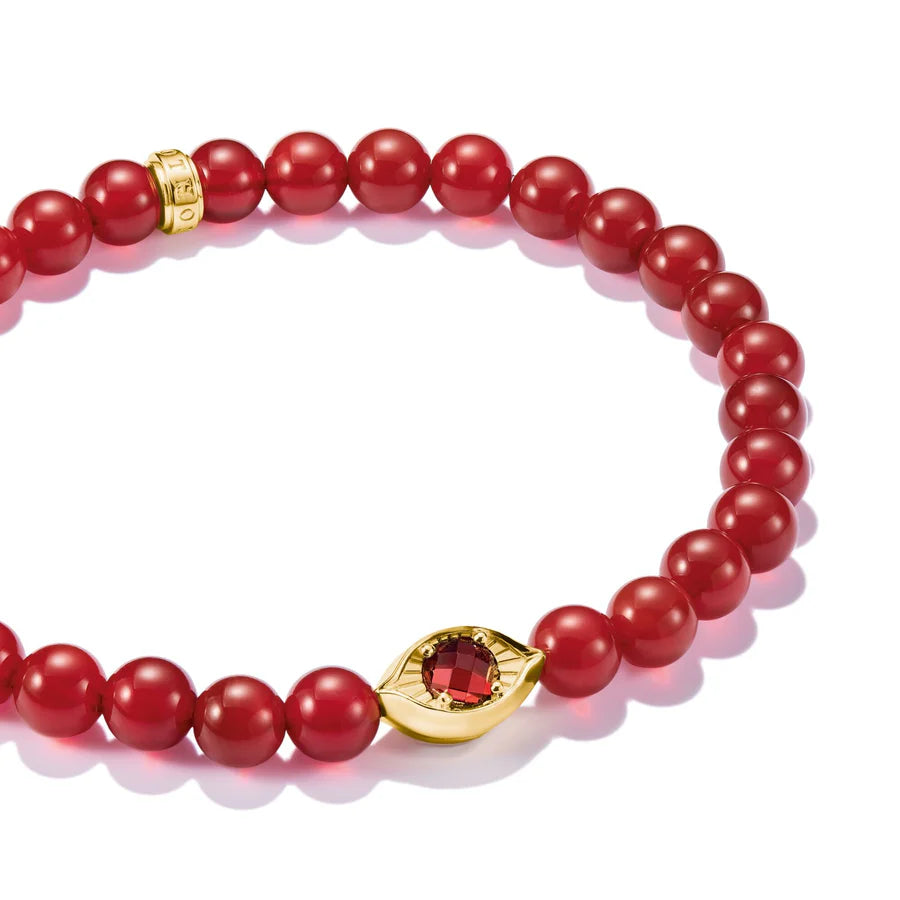 ELYNDRA RED AGATE EYE BEAD BRACELET