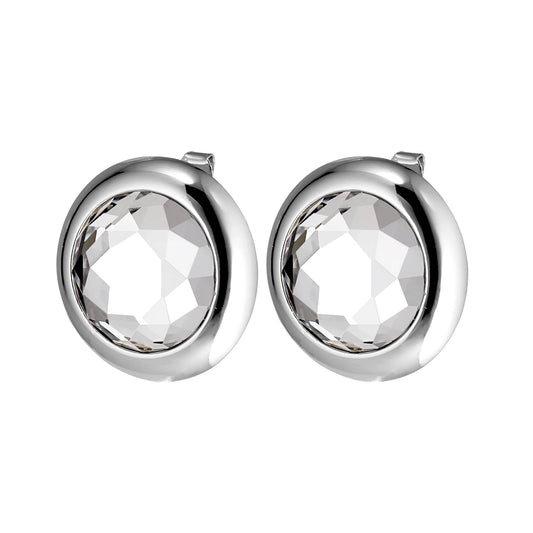 RIVOLI SHINY SILVER CRYSTAL EARRINGS