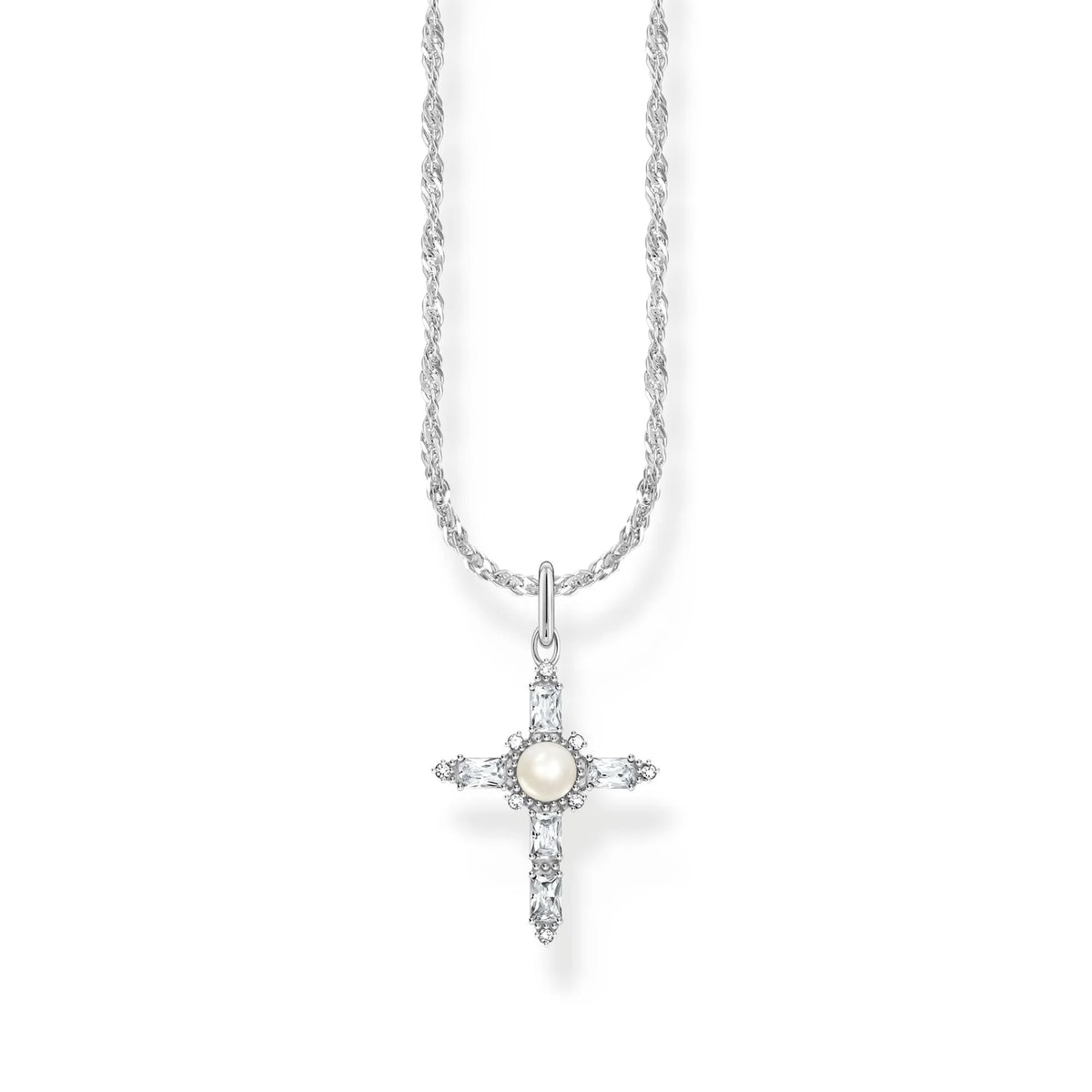 TRUE ROMANCE PEARL WHITE CROSS NECKLACE