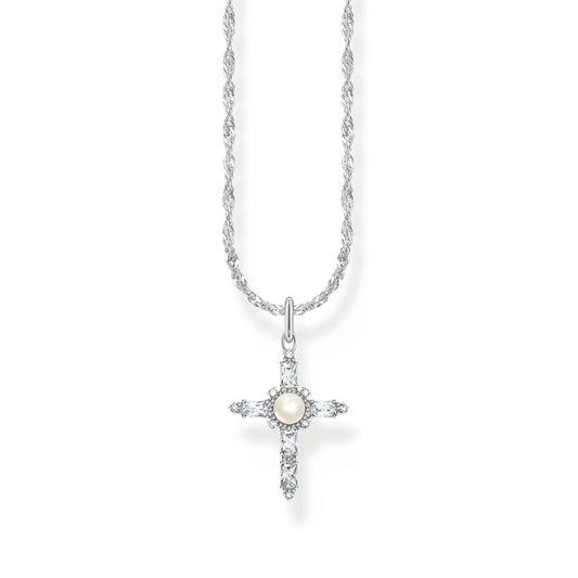 TRUE ROMANCE PEARL WHITE CROSS NECKLACE