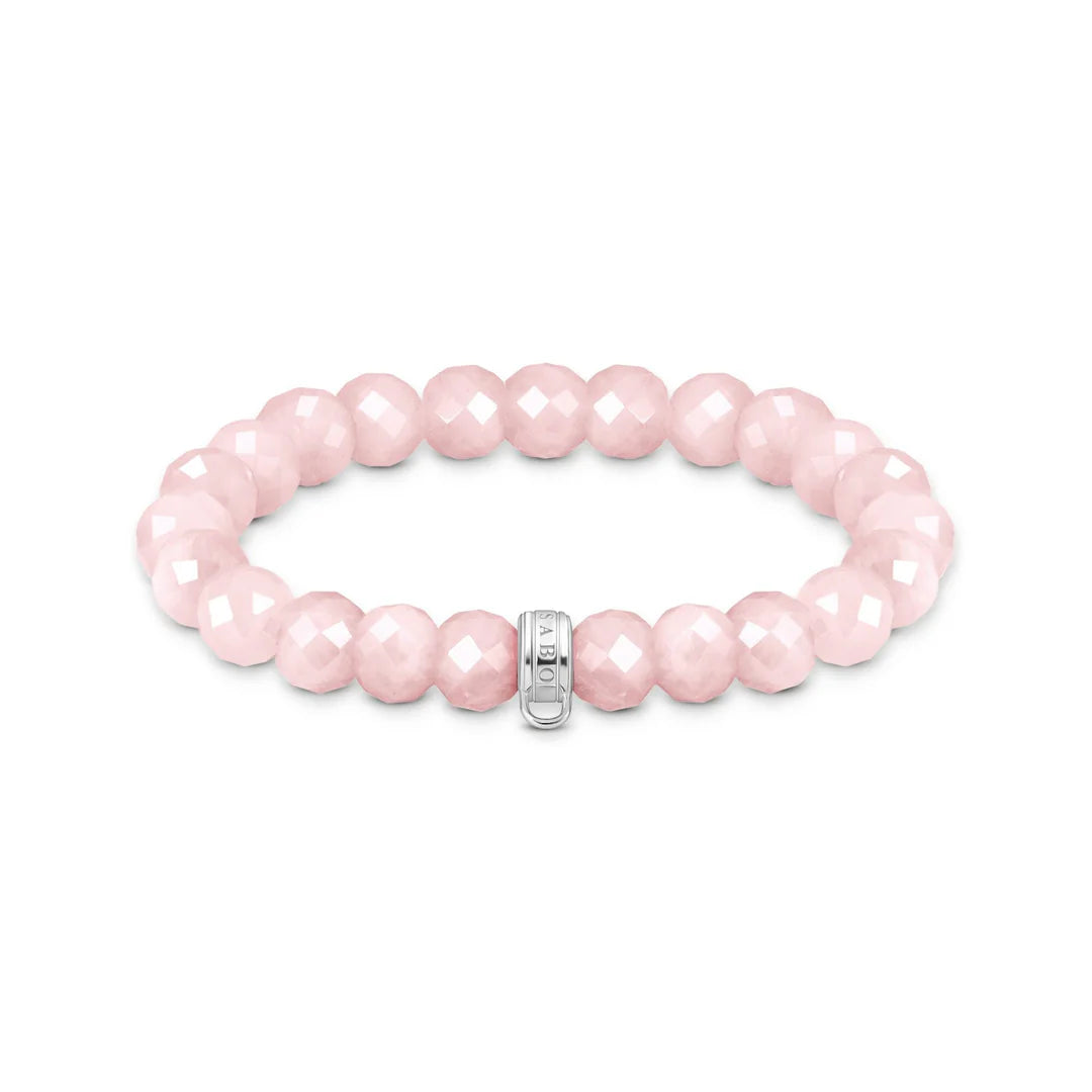 CHARM CLUB ROSE QUARTZ BEAD BRACELET