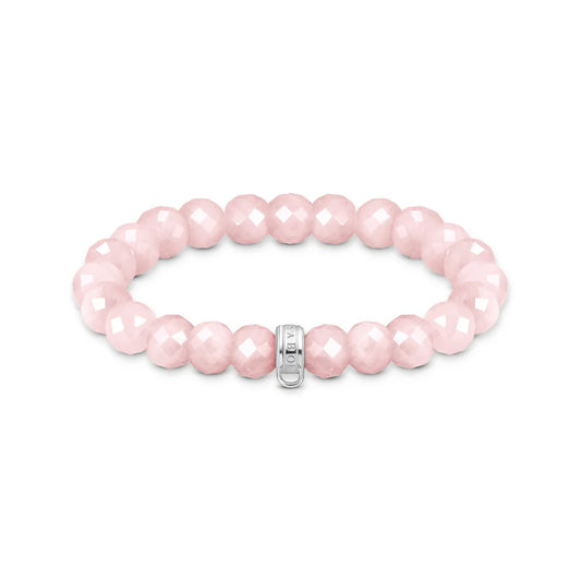 CHARM CLUB ROSE QUARTZ BEAD BRACELET