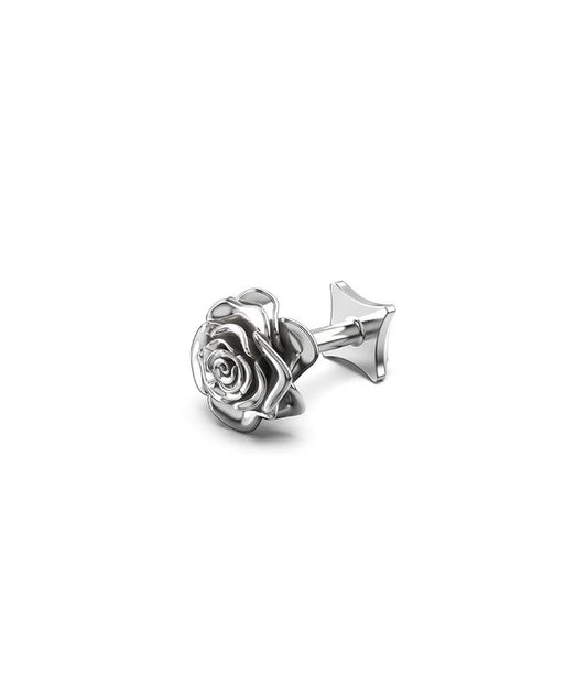 SINGLE ROSE BUD FLATBACK EARRING