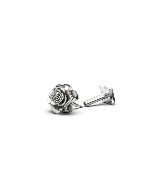 SINGLE ROSE BUD FLATBACK EARRING