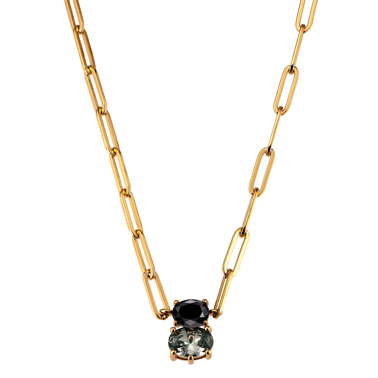 SERAFINE SHINY GOLD BLACK GREY NECKLACE