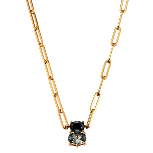 SERAFINE SHINY GOLD BLACK GREY NECKLACE