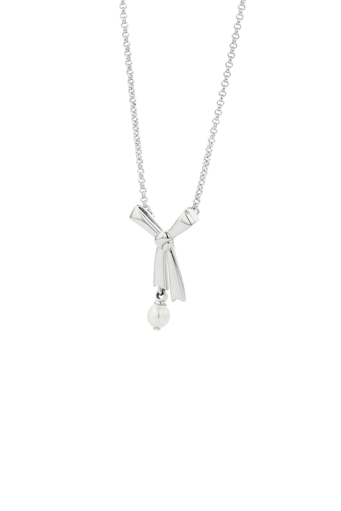 SMALL PEARL BOW NECKLACE