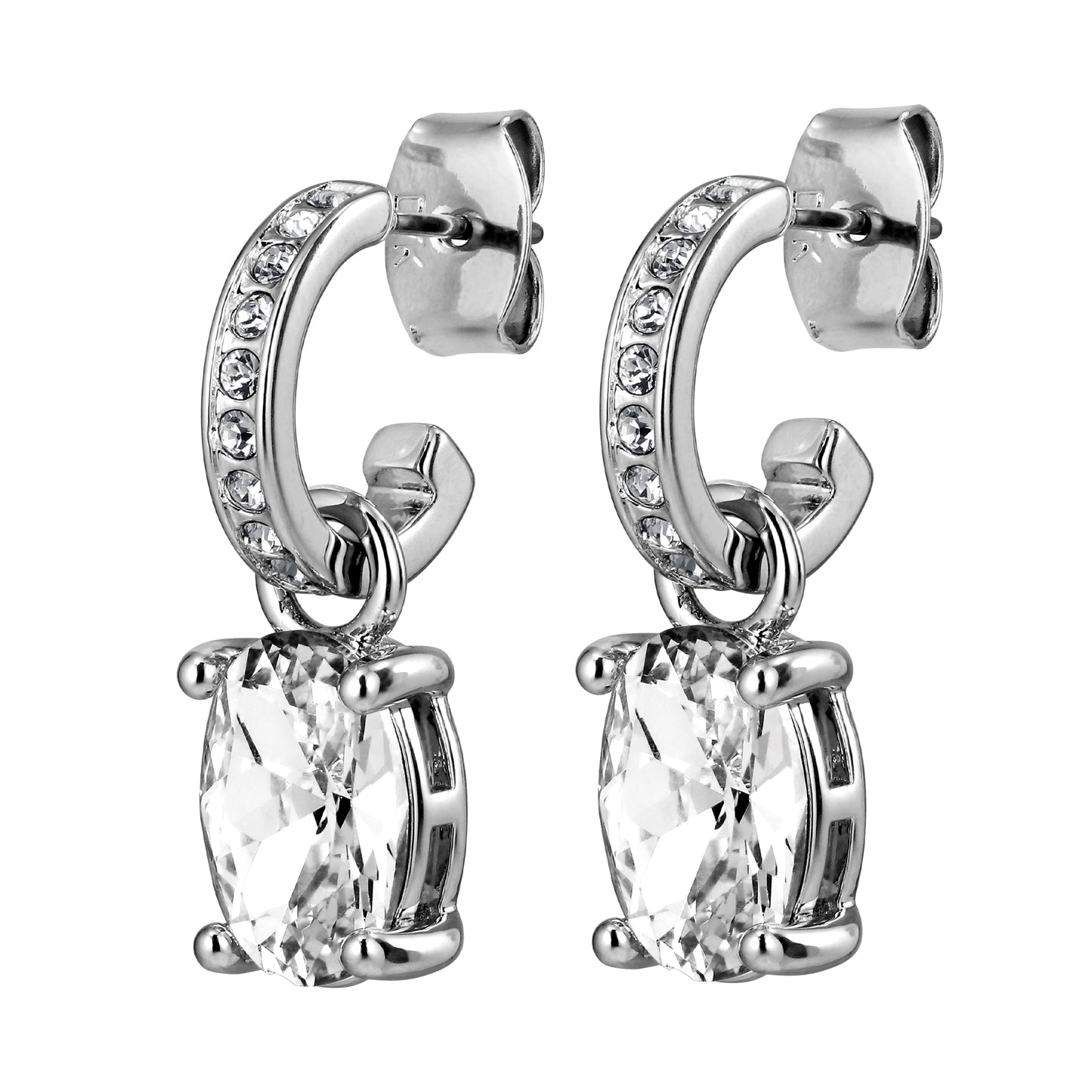 SOLENE SHINY SILVER CRYSTAL EARRINGS