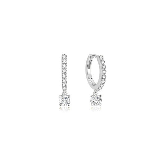 LUNA DANGLING SPARKLE HUGGIE HOOP EARRINGS