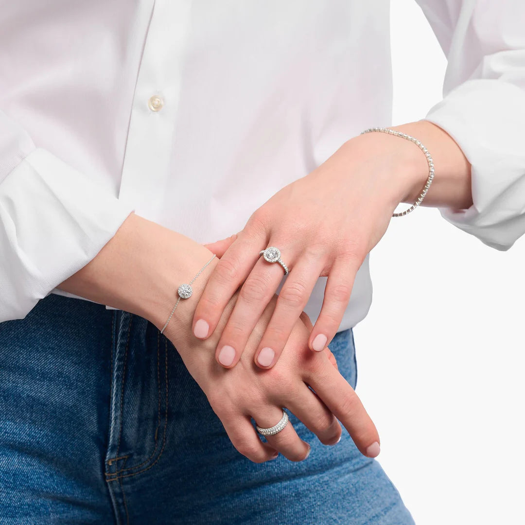 SPARKLING HALO CZ RING