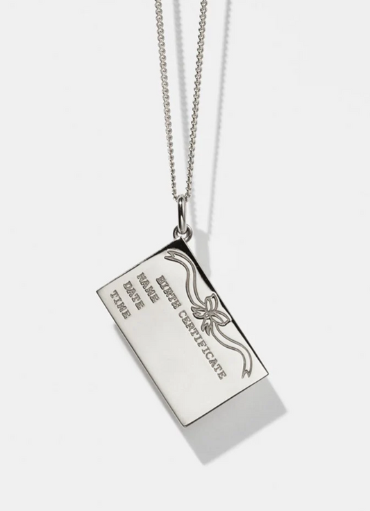 BIRTH CERTIFICATE CHARM NECKLACE