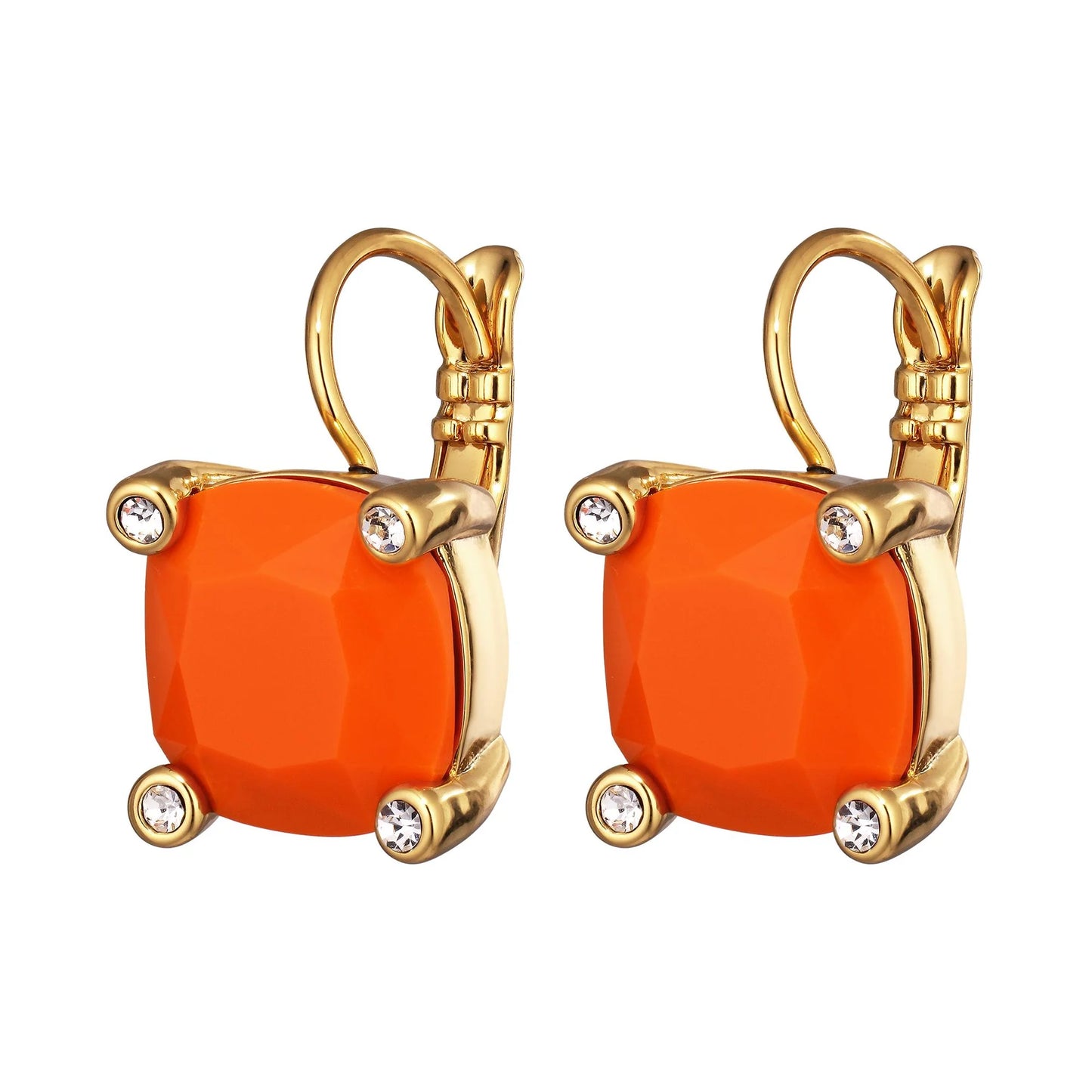 TANA SHINEY GOLD CORAL EARRINGS