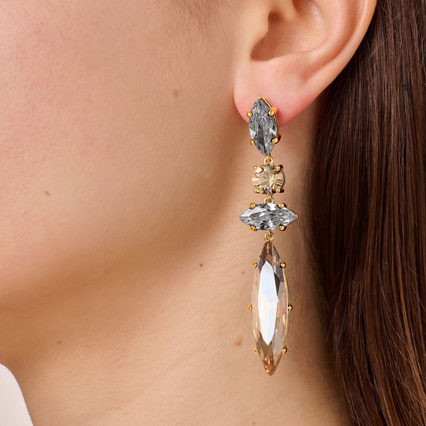 TENERE SHINY GOLDEN AND GREY EARRINGS