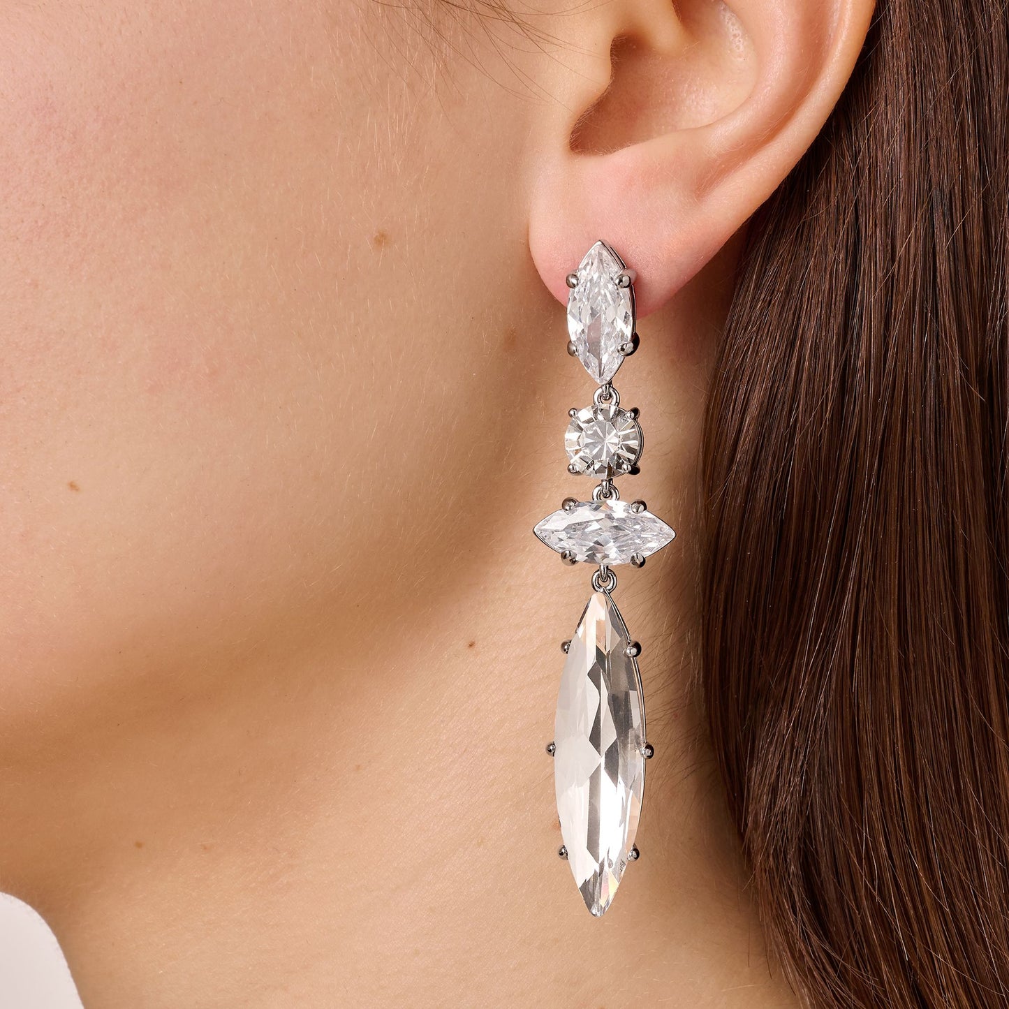 TENERE SHINY SILVER CRYSTAL EARRINGS