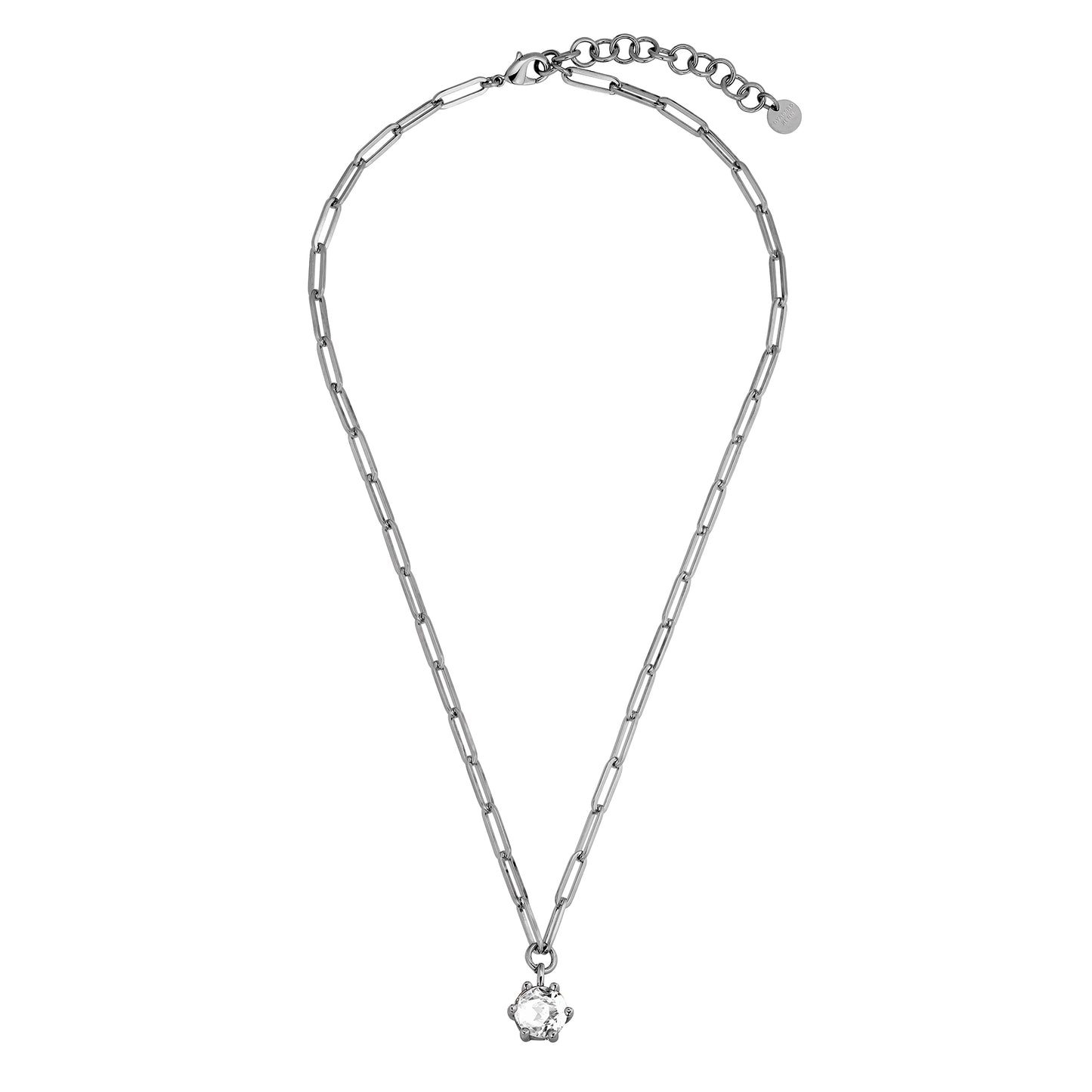 TESSA SHINY SILVER CRYSTAL NECKLACE