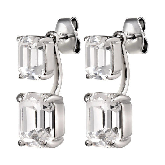 TETI SHINEY SILVER CRYSTAL EARRINGS