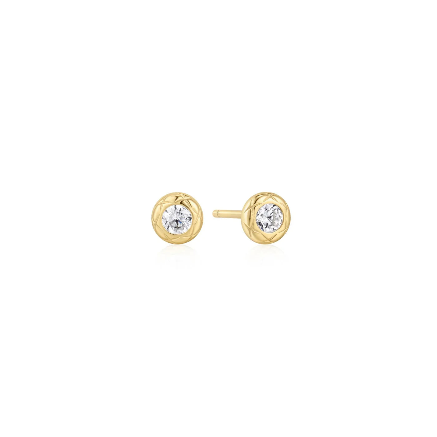TIDE TEXTURED BEZEL-SET STUD EARRINGS