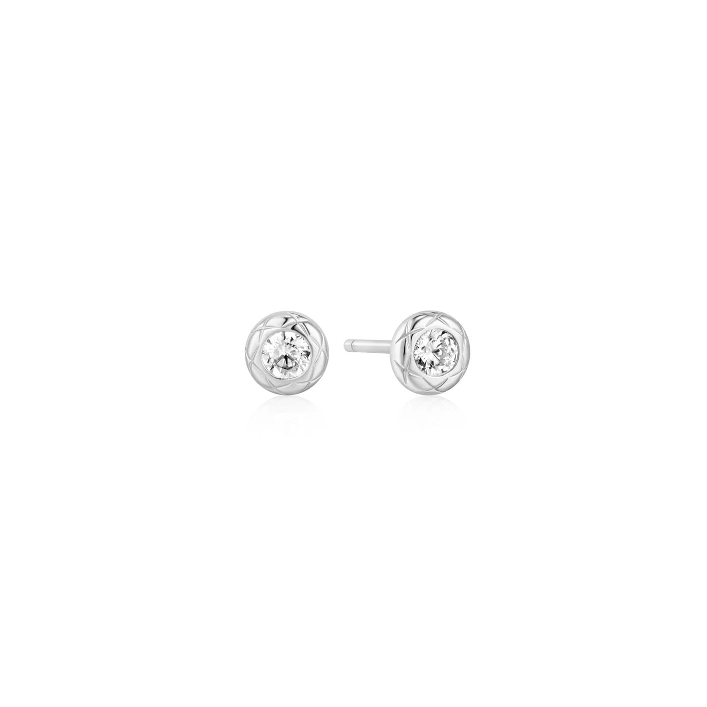 TIDE TEXTURED BEZEL-SET STUD EARRINGS