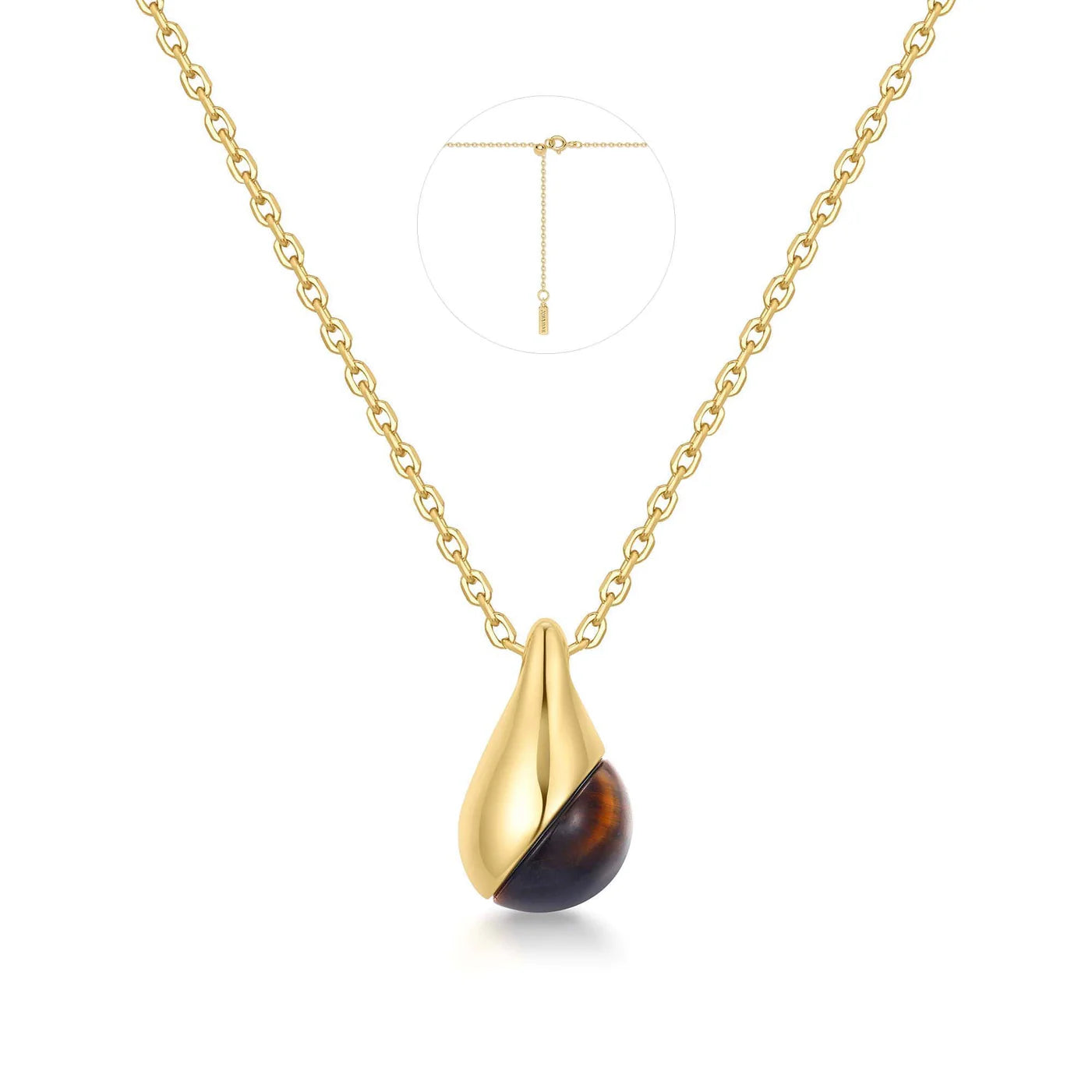 LADY TIGER EYE DROPLET PENDANT NECKLACE