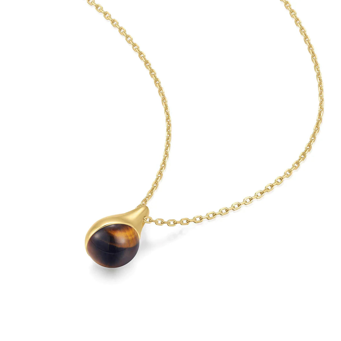 LADY TIGER EYE DROPLET PENDANT NECKLACE