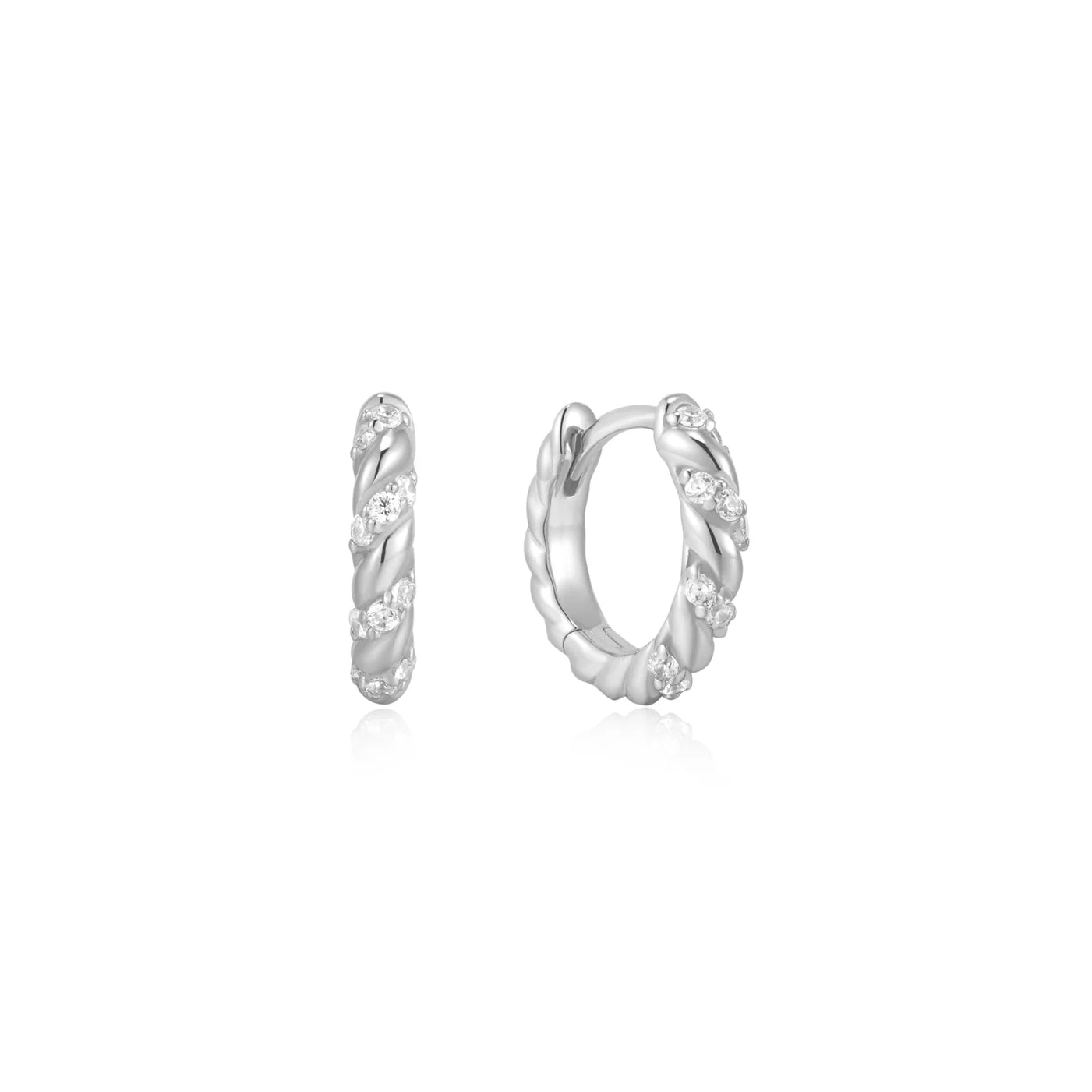 LUNA TWISTED HUGGIE HOOP EARRINGS