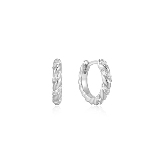 LUNA TWISTED HUGGIE HOOP EARRINGS