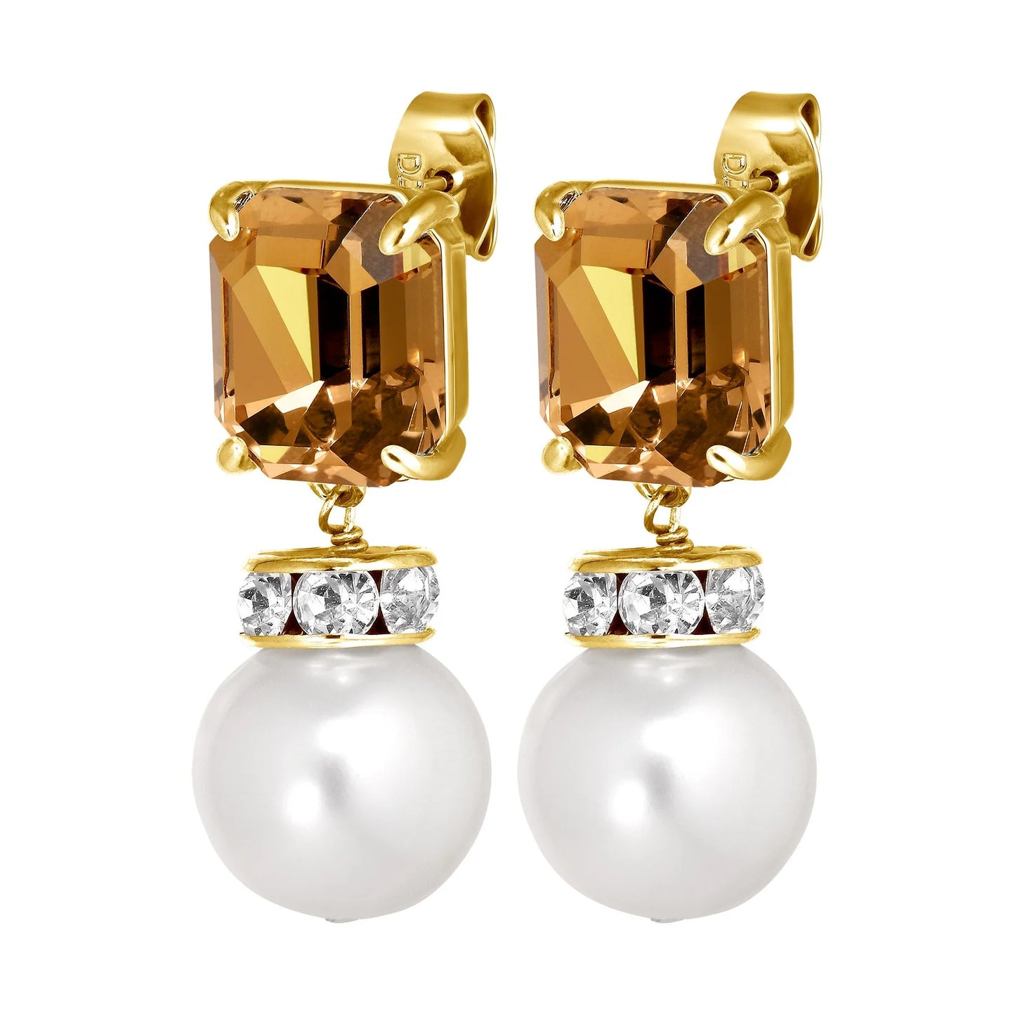 WALI SHINEY GOLD GOLDEN/PEARL EARRINGS