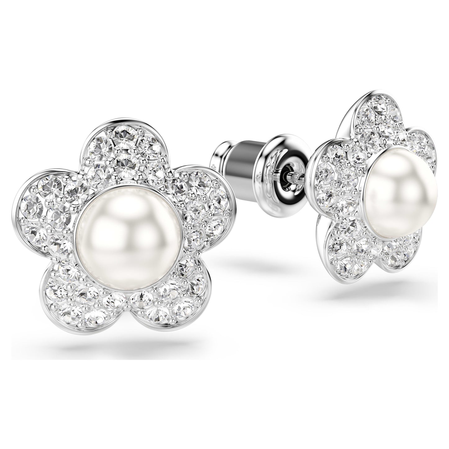 ARIANA GRANDE X STUD EARRINGS FLOWER - WHITE, RHODIUM