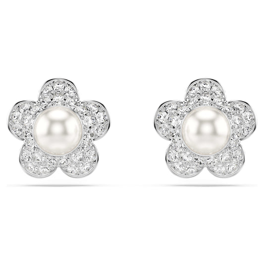 ARIANA GRANDE X STUD EARRINGS FLOWER - WHITE, RHODIUM
