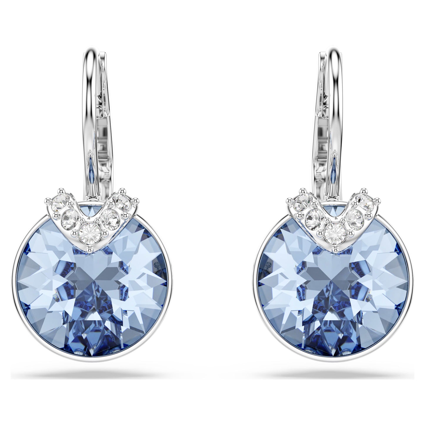 BELLA V DROP EARRINGS - BLUE, RHODIUM